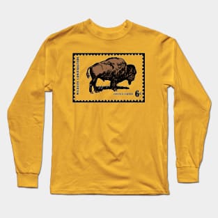 Vintage Wildlife Conservation united States Stamp With Buffalo Long Sleeve T-Shirt